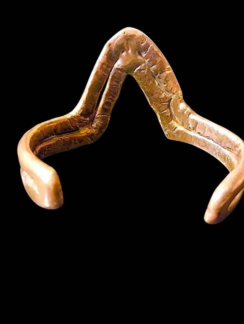 Sculptural Gold Tone V-Accent Cuff Bracelet - Picture 6 of 10